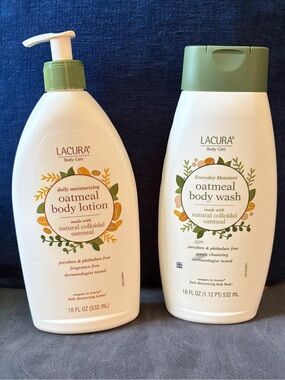 Oatmeal Body Lotion & Body Wash - Green/White